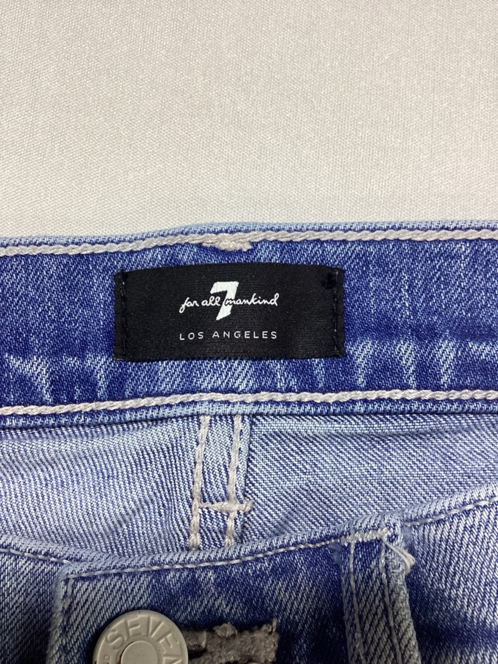 7 For All Mankind Tailorless Dojo Light Blue Flare Jeans - Picture 6 of 15